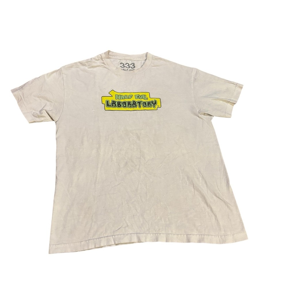 Half Evil‎ 333 Evil Laboratory Graphic Tee White Yellow Men's Large